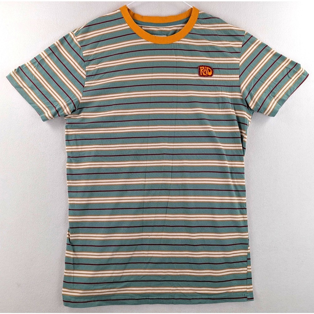 Dutch Bros Coffee Dutchwear Striped T-Shirt Men's M Teal Mustard RAD Oregon